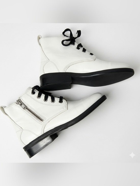 Abound Shoes - Abound 100% Vegan White Leather Zippered Moto Boots